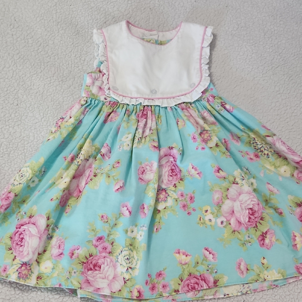 Darling Mae by Ricrac & Ruffles floral bib dress Size 4T